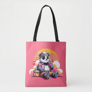 Tote Bag Panda Boire Jus Élégant