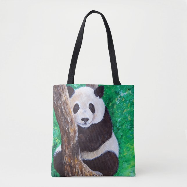 Tote Bag Panda dans une peinture d'arbre (Devant)
