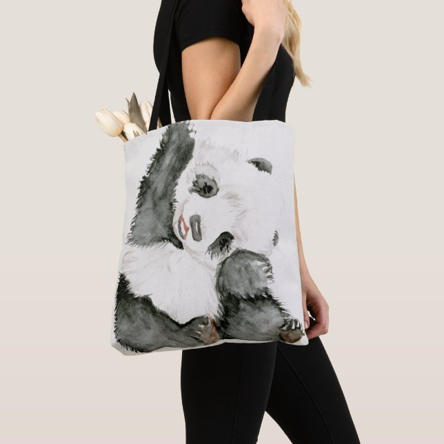 Tote Bag Panda de bébé | mignon et velu (De près)