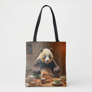 Tote Bag Panda Ours Animal Amusant Cuisine Cuisine Happy Ti
