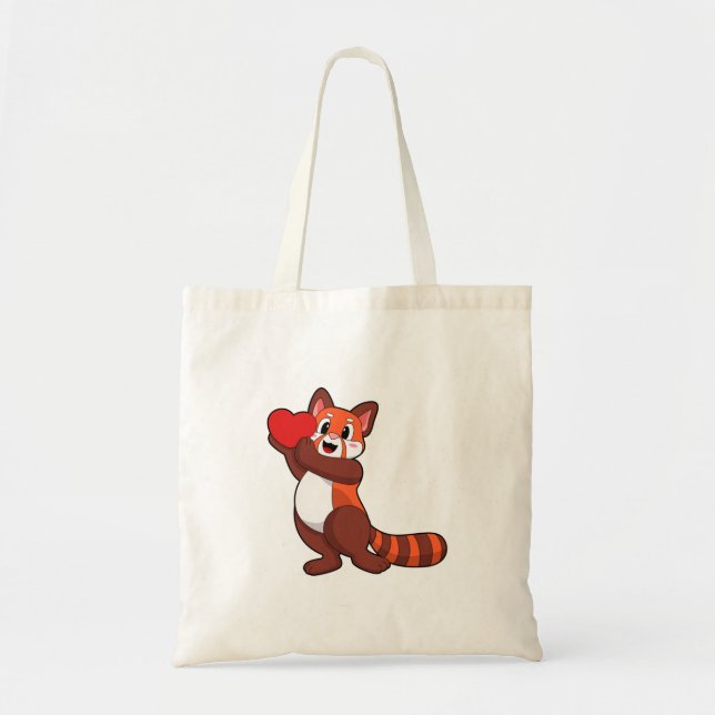 Tote Bag Panda rouge à l'amour avec coeur.PNG (Devant)
