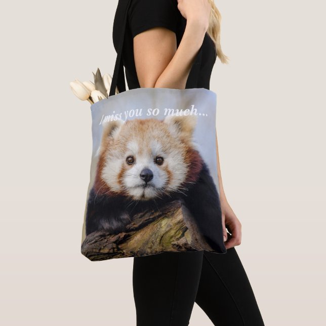 Tote Bag Panda Rouge Mignonne Vous Manque Tellement (De près)