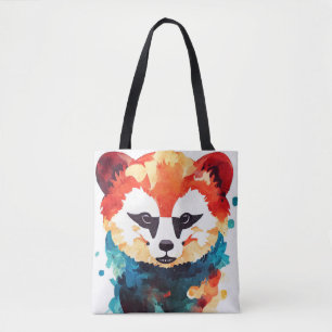 Tote Bag Panda Rouge Nature sauvage Animal Couleur Art Pein