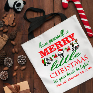 Tote Bag Pandas de Noël personnalisés