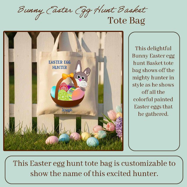 Tote Bag Panier de chasse aux oeufs de Pâques de lapin (Créateur téléchargé)