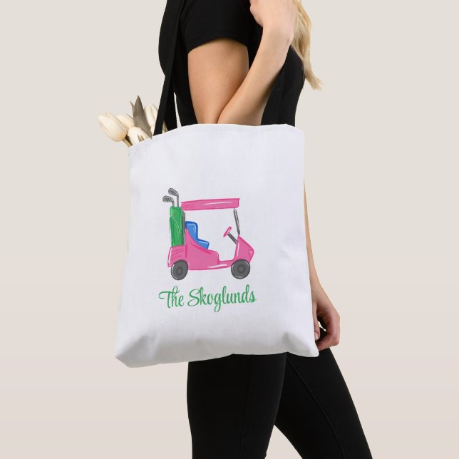 Tote Bag Panier de golf Preppy Pink Personnalisé (De près)