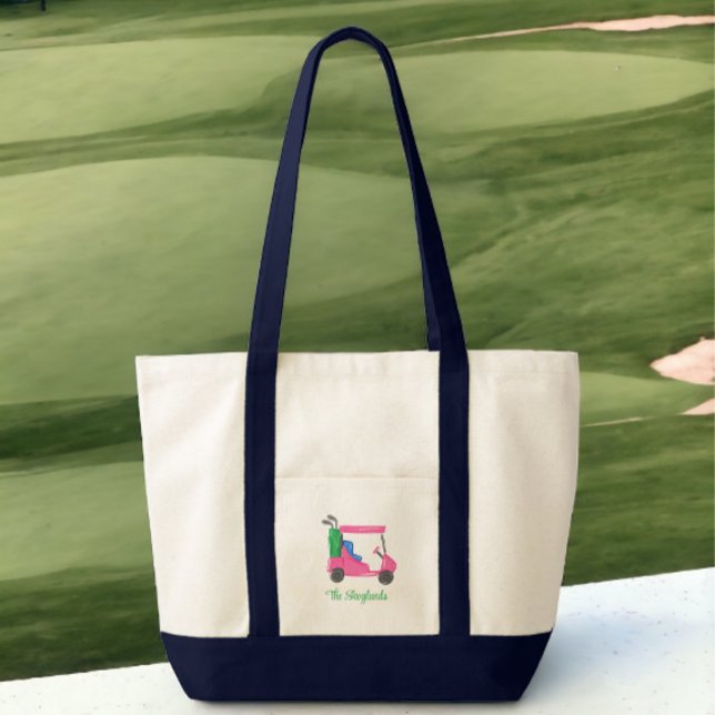 Tote Bag Panier de golf Preppy Pink Personnalisé (Créateur téléchargé)