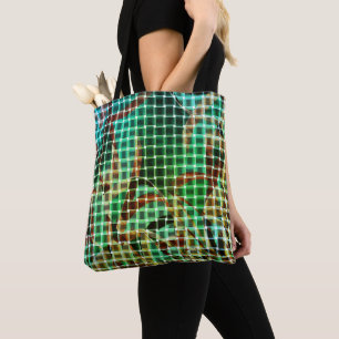 Tote Bag Panier style vert et brun semblable paille sèche