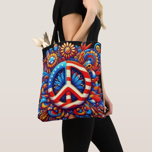 Tote Bag Panneau de Paix 4 juillet-Fête de l'Indépendance-P (De près)