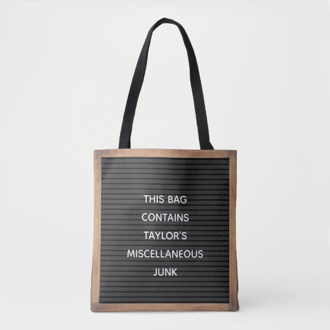 Tote Bag Panneau noir Marquee Signer message personnalisé (Devant)