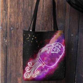 Tote Bag Panneau Zodiaque personnalisé Galaxy Aquarius