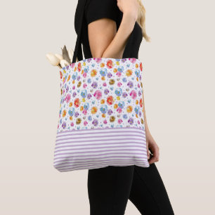Tote Bag Pansies aquarelle motif floral illustration