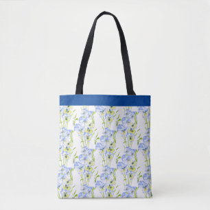 Tote Bag Pansies bleues sur une Fourre-tout