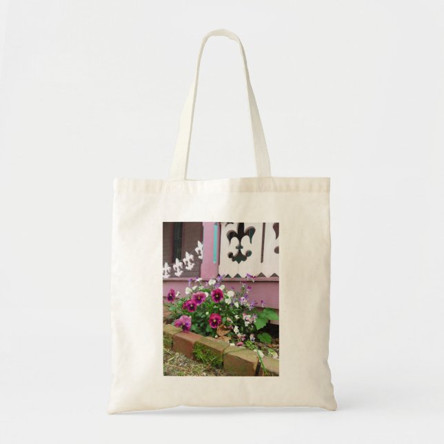 Tote Bag Pansies et Fleur-de-lis - Martha's Vineyard Fourre (Devant)
