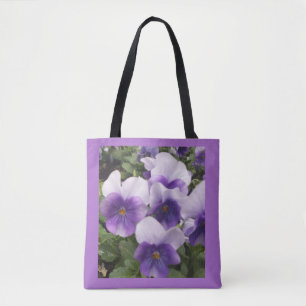 Tote Bag Pansies florales violettes Fourre-tout