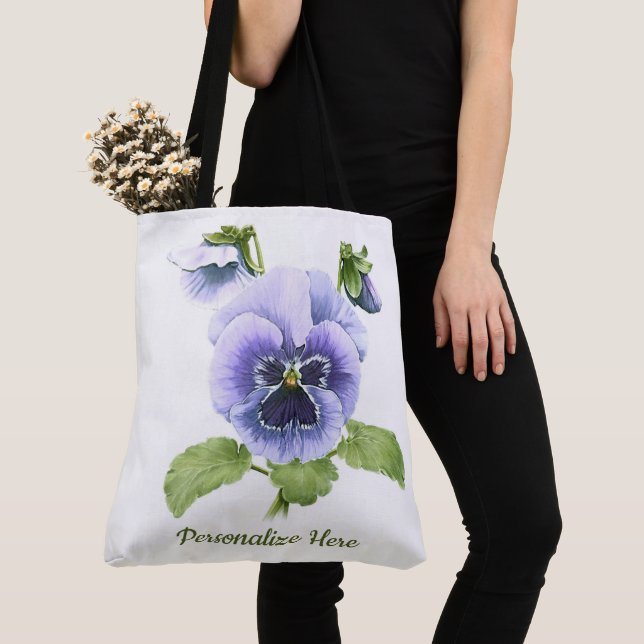 Tote Bag Pansies violettes (De près)
