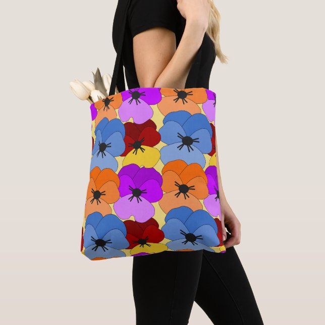 Tote Bag Pansy Collage (De près)