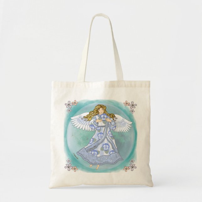 Tote Bag Pansy flower Christian angel (Devant)