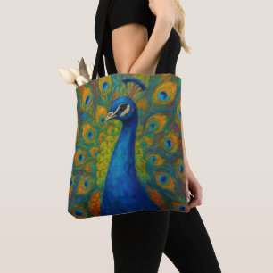 Tote Bag Paon à l'aquarelle