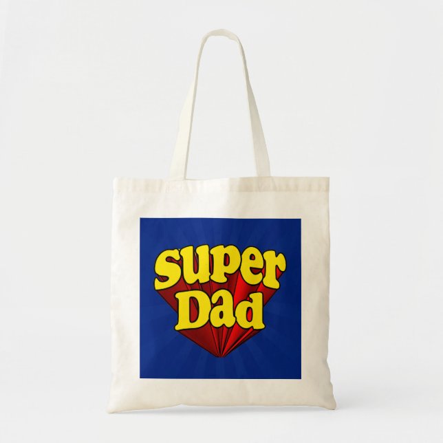Tote Bag Papa superbe, super héros rouge/jaune/fête des (Devant)