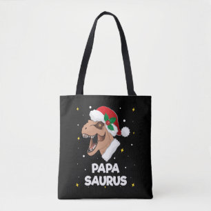 Tote Bag Papasaurus Santa Claus Dinosaur Noël