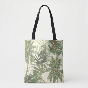 Tote Bag Papier peint de palmes Vintages Feuilles tropicale