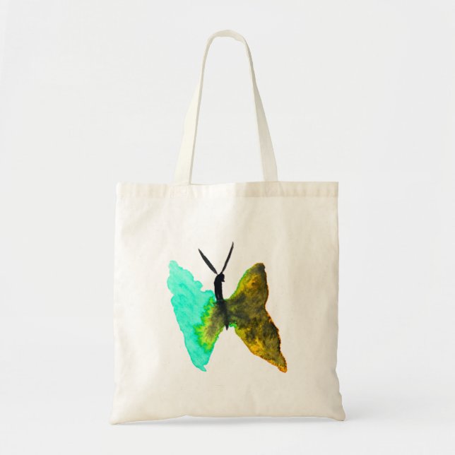 Tote Bag Papillon aquarelle aqua joli (Devant)