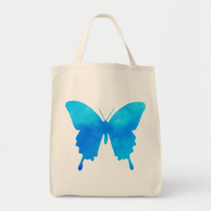 Tote Bag Papillon aquarelle - Nuances de bleu ciel