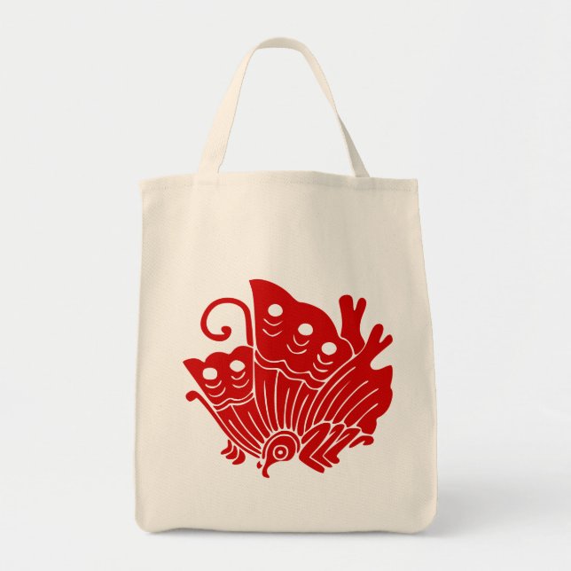 Tote Bag Papillon asiatique Japonais Conception Kamon (Devant)