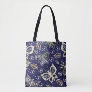 Tote Bag Papillon bleu lunaire Motif sans couture