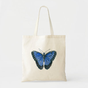 Tote Bag Papillon bleu Morpho aquarelle peinture