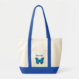 Tote Bag Papillon bleu Morpho avec nom
