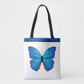 Tote Bag Papillon bleu Morpho avec nom