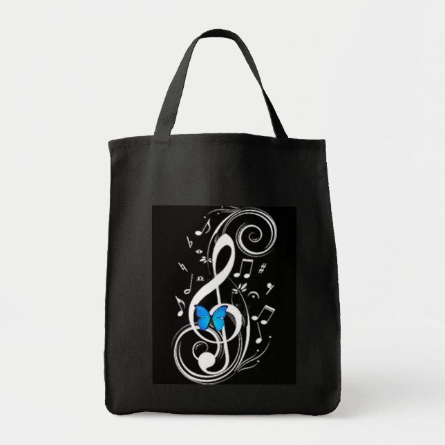 Tote Bag Papillon bleu musical (Devant)