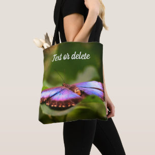 Tote Bag Papillon bleu Nature Gros plan Personnalisé