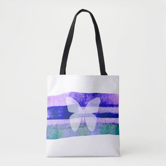 Tote Bag Papillon d'aquarelle Indigo (Devant)