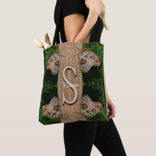 Tote Bag Papillon d'art personnalisé avec monogramme initia
