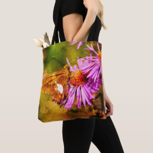 Tote Bag Papillon de la dame peint Wild Aster Flower Art