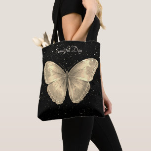 Tote Bag Papillon doré et ciel noir aux étoiles