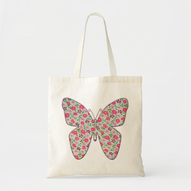 Tote Bag Papillon en tissu rose 02 (Devant)