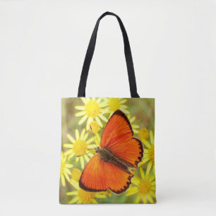 Tote Bag Papillon et fleurs à ailes par orange