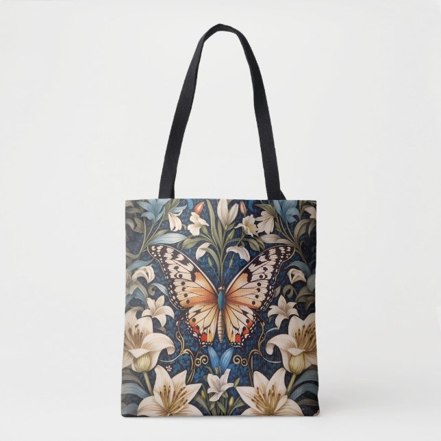 Tote Bag Papillon et Lilies Botanique (Devant)