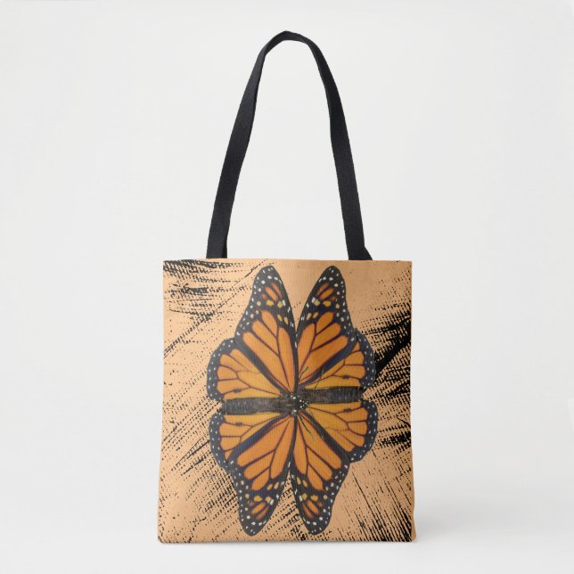 Tote Bag Papillon monarque à fleurs (Devant)