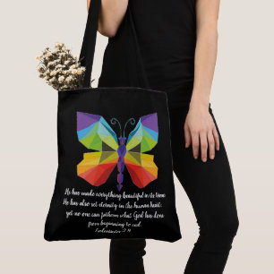Tote Bag Papillon peint avec vers de Ecclesiastes 3:11