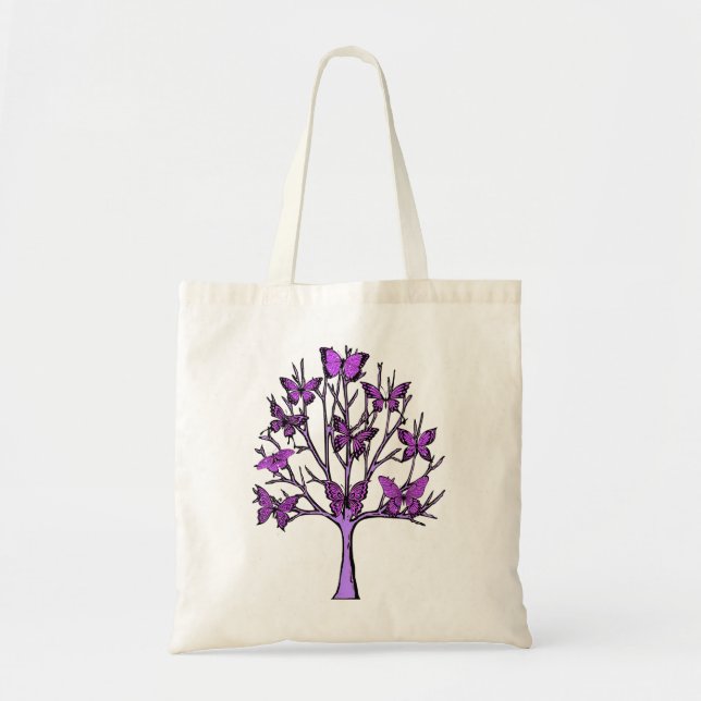 Tote Bag Papillon pourpre Arbre des papillons de vie (Devant)