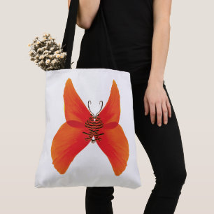 Tote Bag Papillon rouge orange avec votre nom