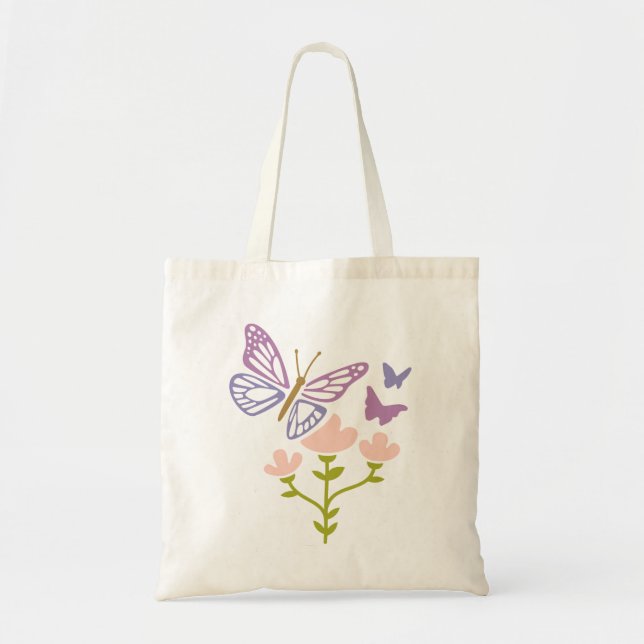 Tote Bag Papillon sur une fleur (Devant)