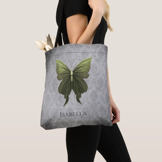Tote Bag Papillon vert bijoux (De près)