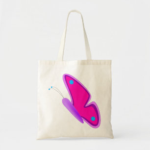 Tote Bag Papillon volant violet rose mou dessin