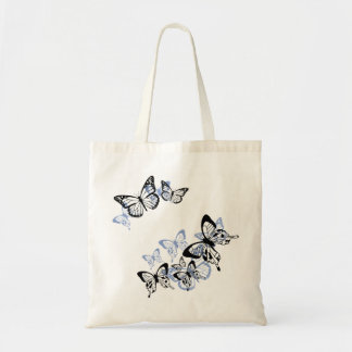 Tote Bag Papillons au pochoir bleu-noir